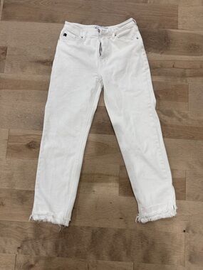 Women's White KanCan Frayed Hem Jeans